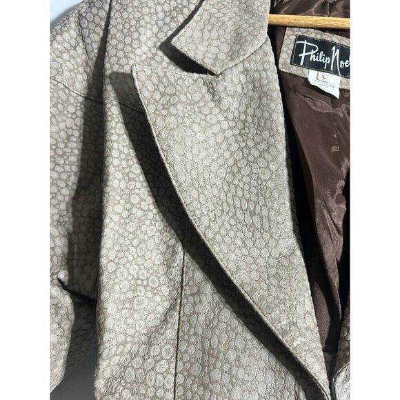 Vtg Philip Noel Jacket Woman's L Coat Leather Crop Animal Texture  P17 - Picture 4 of 6